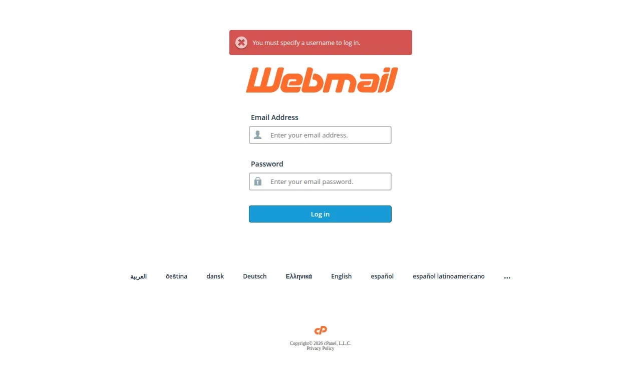 Ou connectez-vous directement sur webmail.votredomaine.cm avec l'adresse complète et son mot de passe.